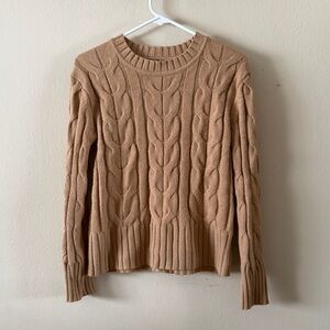 Banana Republic Camel Cable Knit Crewneck Work Sweater Size S Coastal Chic